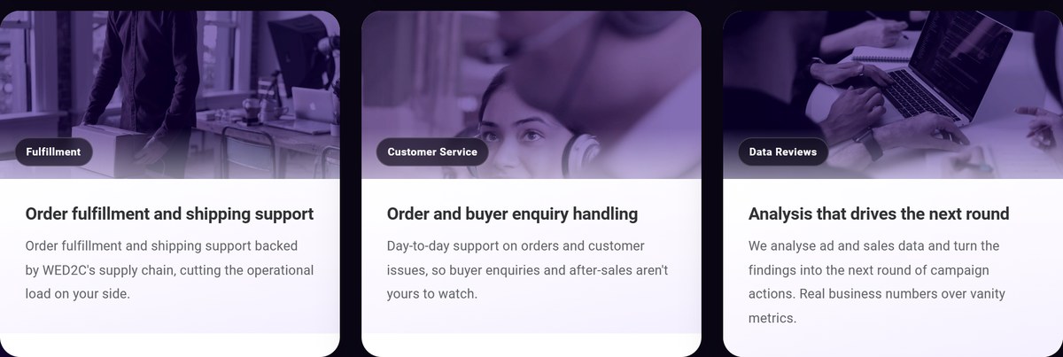 Six service modules covering the whole path to orders